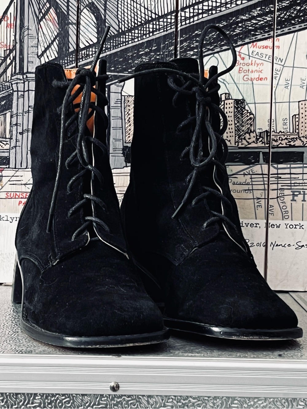 By FAR Black Suede Lace-Up Ankle Boots - Women